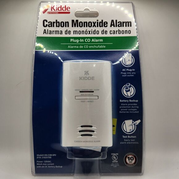 Kidde Carbon Monoxide Alarm, Model KN-COB-DP2, AC Plug-In, Sealed - Picture 1 of 2